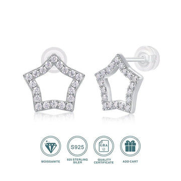 Charmsolo Moissanite Star Earrings | Ice Flower Tassel Design | S925 Silver 18K Gold Plated | VVS1 D Color | GRA Certified