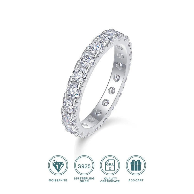 Moissanite Pavé Band Ring | 925 Sterling Silver | VVS1 D Color | R13626