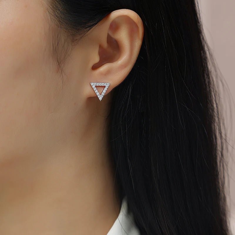 Charmsolo Moissanite Hexagonal Stud Earrings | S925 Silver 18K Gold Plated | VVS1 D Color | GRA Certified | Pair
