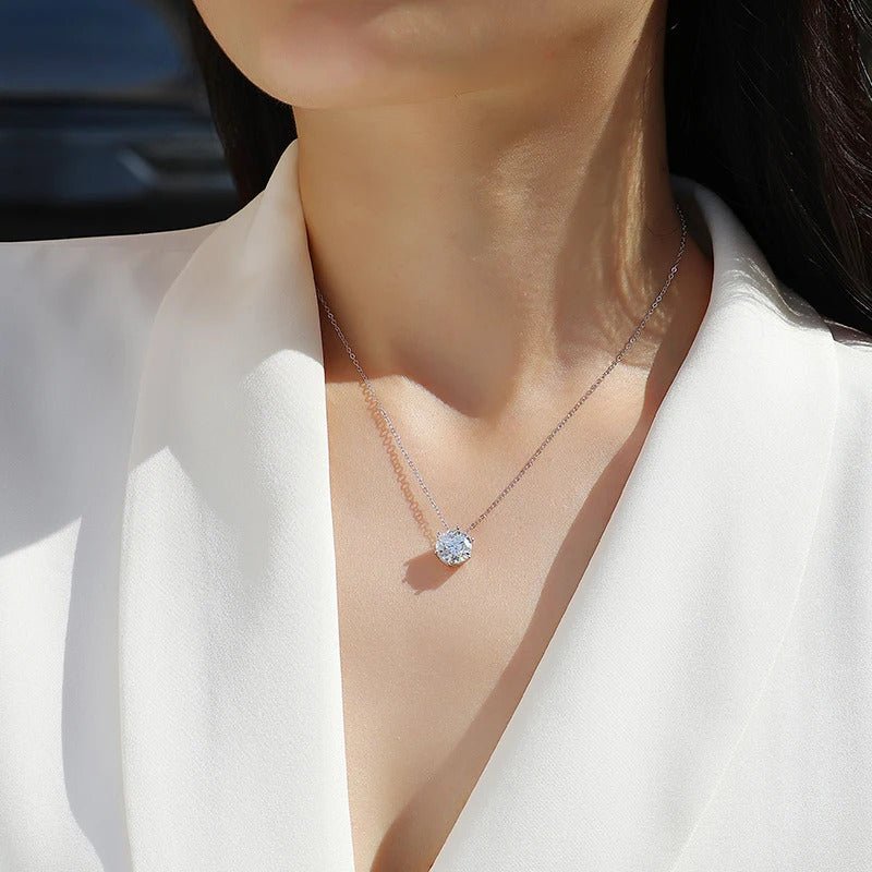 Beating Heart Moissanite Pendant Necklace | S925 Silver 18K Gold Plated | 1/2/3ct VVS1 D-Color | Princess Series | GRA Certified | Charmsolo