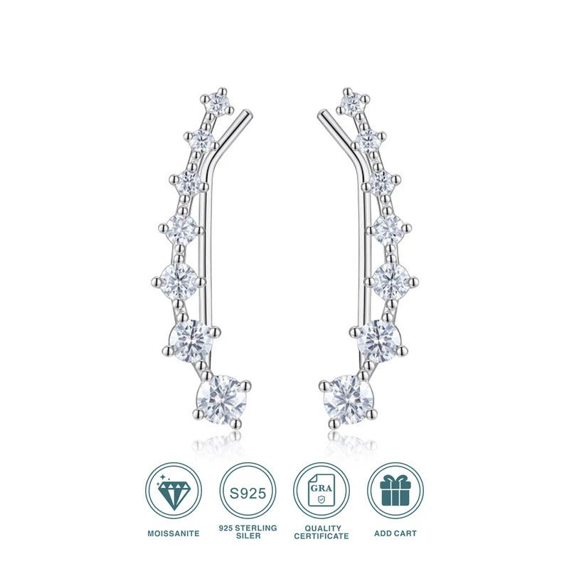 Bohemia Graduating Moissanite Stud Earrings | S925 Silver 18K Gold Plated | 14 VVS1 Eight Hearts & Arrows | GRA Certified | Charmsolo