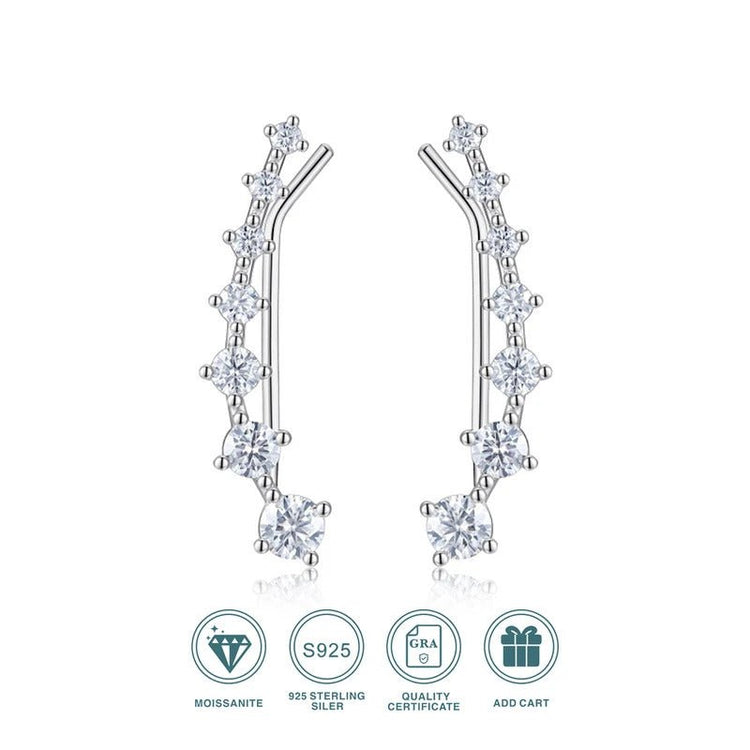 Bohemia Graduating Moissanite Stud Earrings | S925 Silver 18K Gold Plated | 14 VVS1 Eight Hearts & Arrows | GRA Certified | Charmsolo