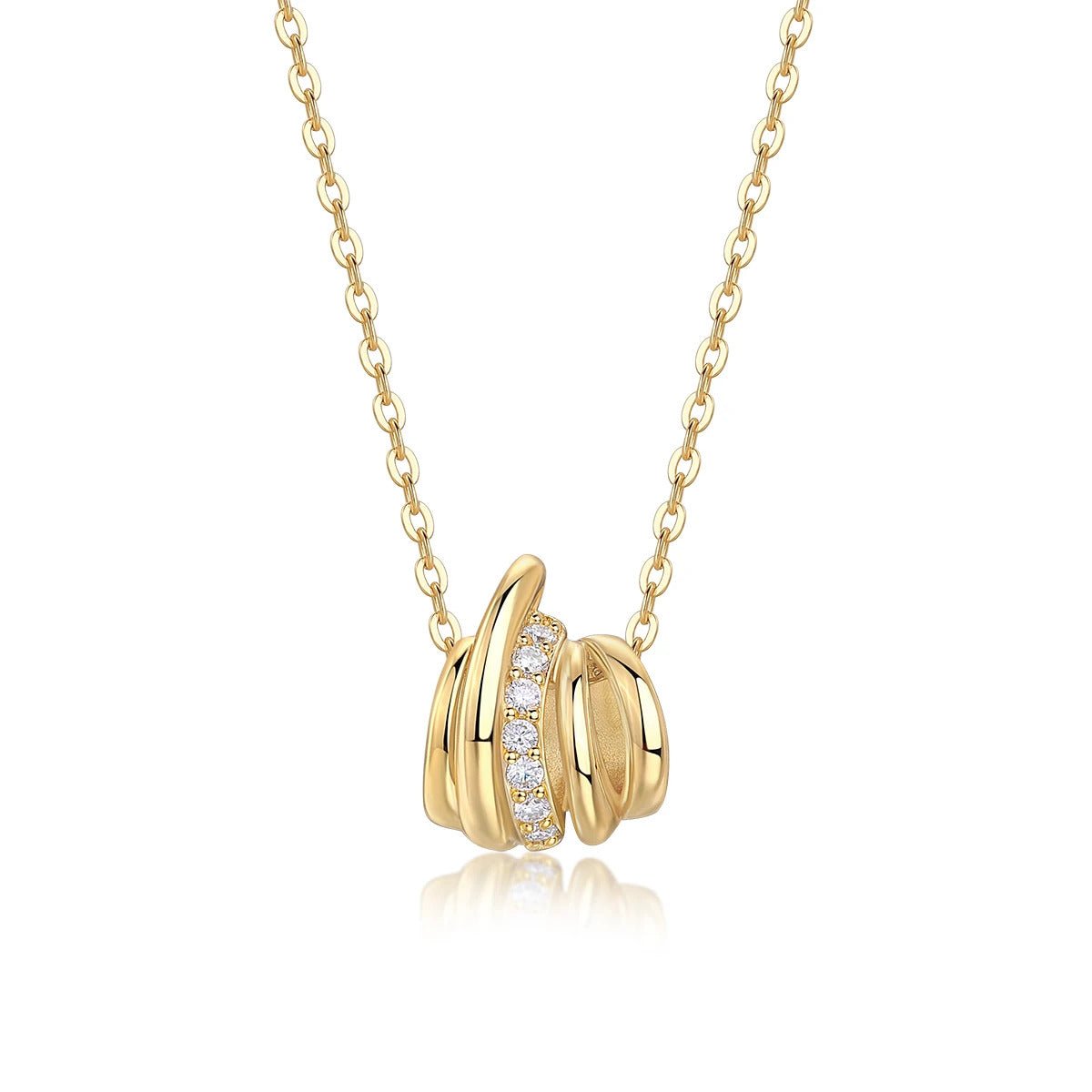 Charmsolo 0.34Ct Moissanite Geometric Pendant Necklace | S925 Silver 18K Gold Plated | VVS1 D Color GRA Certified | P15540