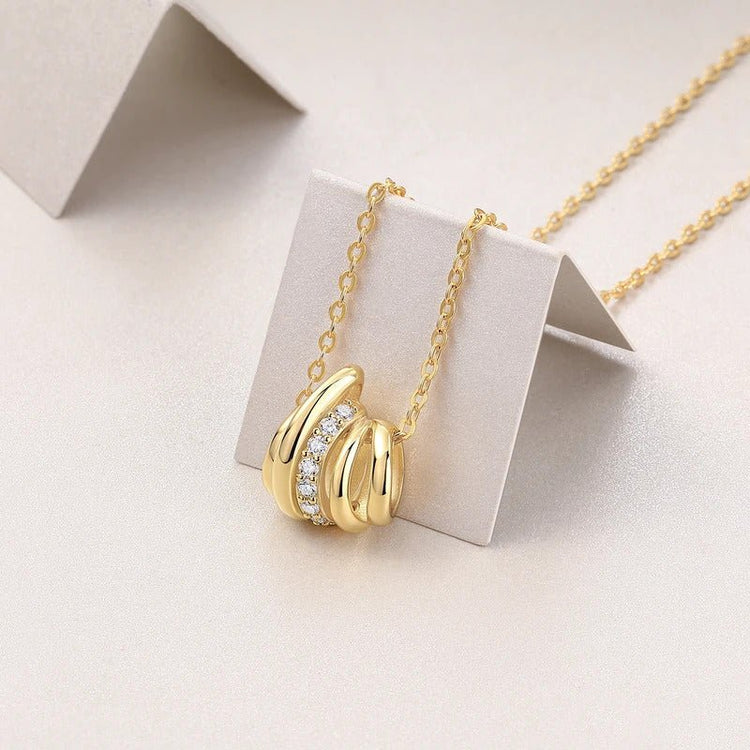 Charmsolo 0.34Ct Moissanite Geometric Pendant Necklace | S925 Silver 18K Gold Plated | VVS1 D Color GRA Certified | P15540