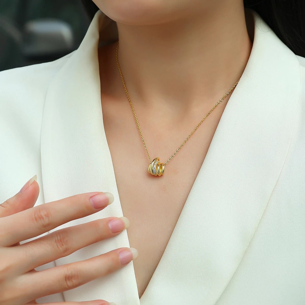 Charmsolo 0.34Ct Moissanite Geometric Pendant Necklace | S925 Silver 18K Gold Plated | VVS1 D Color GRA Certified | P15540