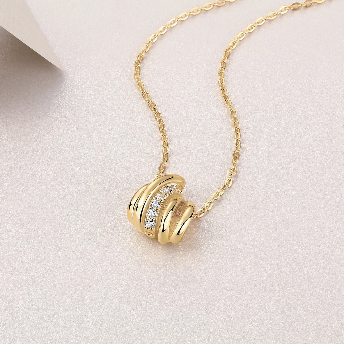 Charmsolo 0.34Ct Moissanite Geometric Pendant Necklace | S925 Silver 18K Gold Plated | VVS1 D Color GRA Certified | P15540