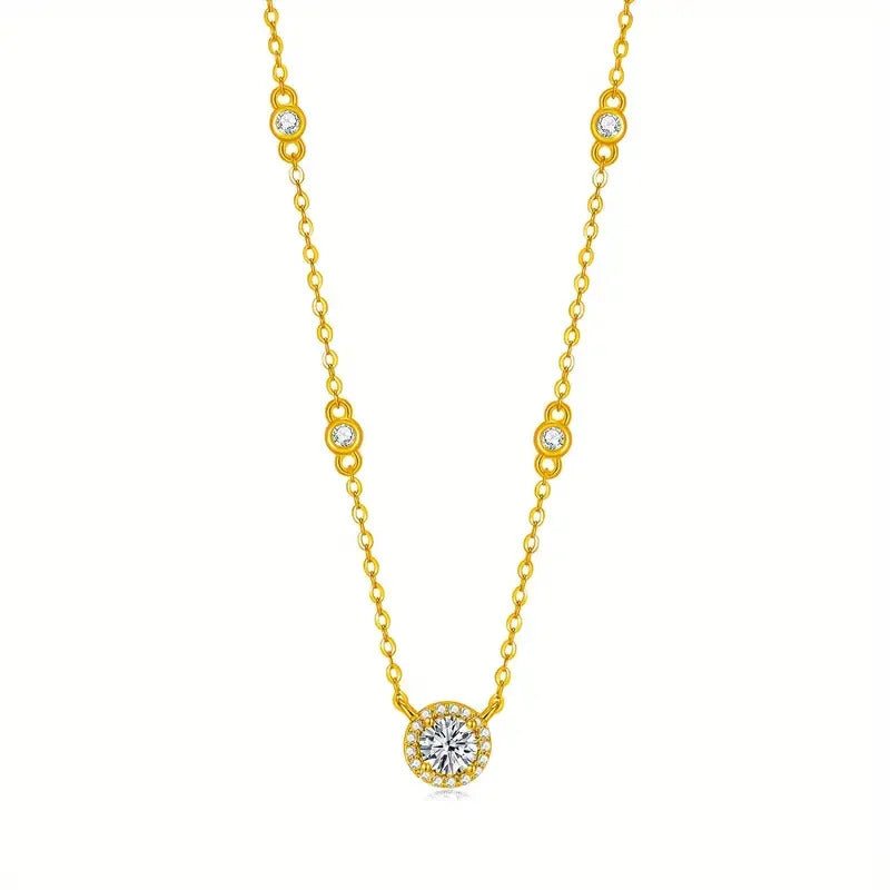 Charmsolo 1–3 Carat Moissanite Pendant Necklace | S925 Silver Beaded Chain | D Color VVS1 | Mother's Day Fine Jewellery
