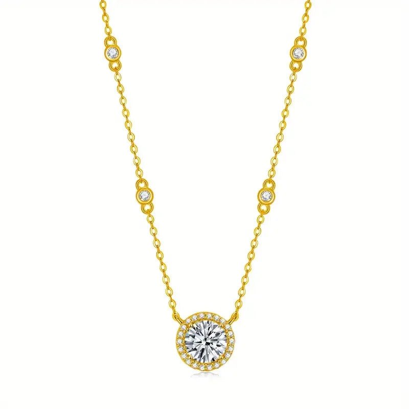 Charmsolo 1–3 Carat Moissanite Pendant Necklace | S925 Silver Beaded Chain | D Color VVS1 | Mother's Day Fine Jewellery