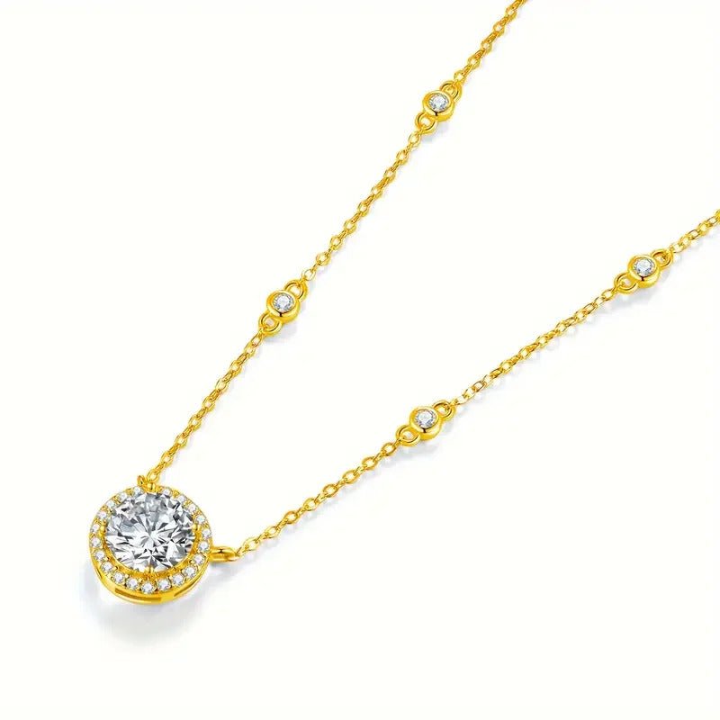 Charmsolo 1–3 Carat Moissanite Pendant Necklace | S925 Silver Beaded Chain | D Color VVS1 | Mother's Day Fine Jewellery