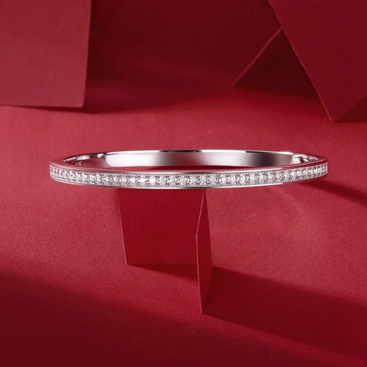 Charmsolo 1.18Ct Moissanite Full Eternity Bangle | S925 Silver 18K White Gold Plated | VVS1 D Color 8H8A Cut GRA Certified | B12852