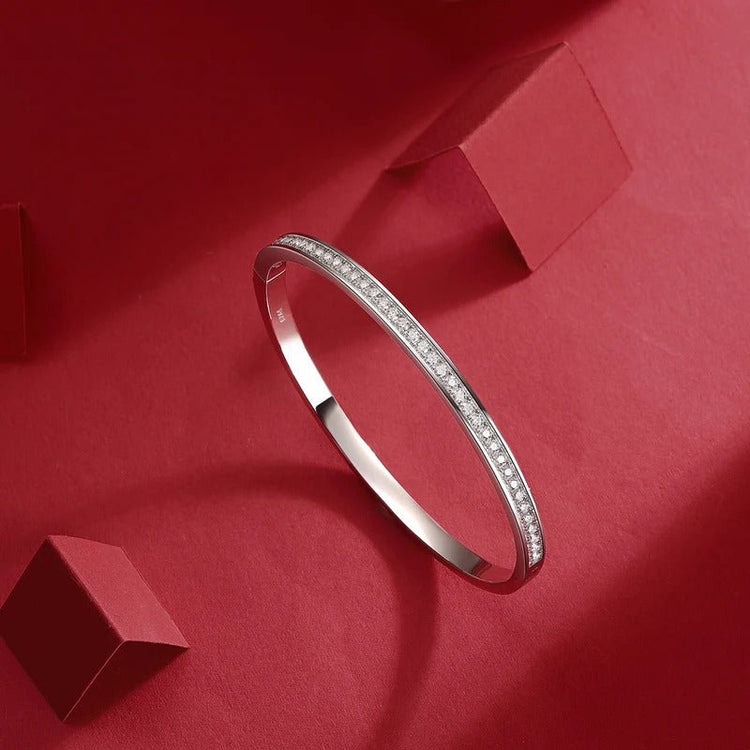 Charmsolo 1.18Ct Moissanite Full Eternity Bangle | S925 Silver 18K White Gold Plated | VVS1 D Color 8H8A Cut GRA Certified | B12852
