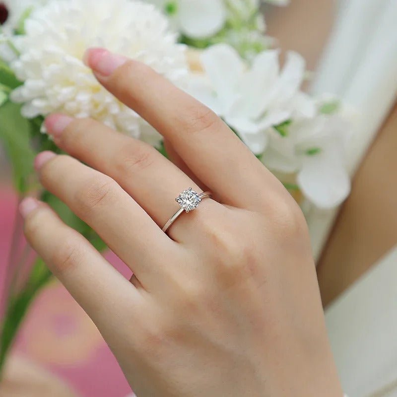 Charmsolo 1/2/3Ct Moissanite Ring | S925 Silver 18K Gold Plated | VVS1 D Color Four-Prong Solitaire | R12939