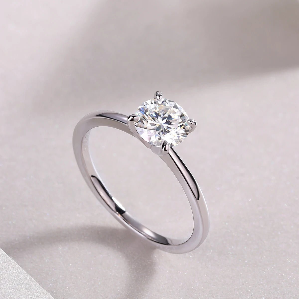 Charmsolo 1/2/3Ct Moissanite Ring | S925 Silver 18K Gold Plated | VVS1 D Color Four-Prong Solitaire | R12939