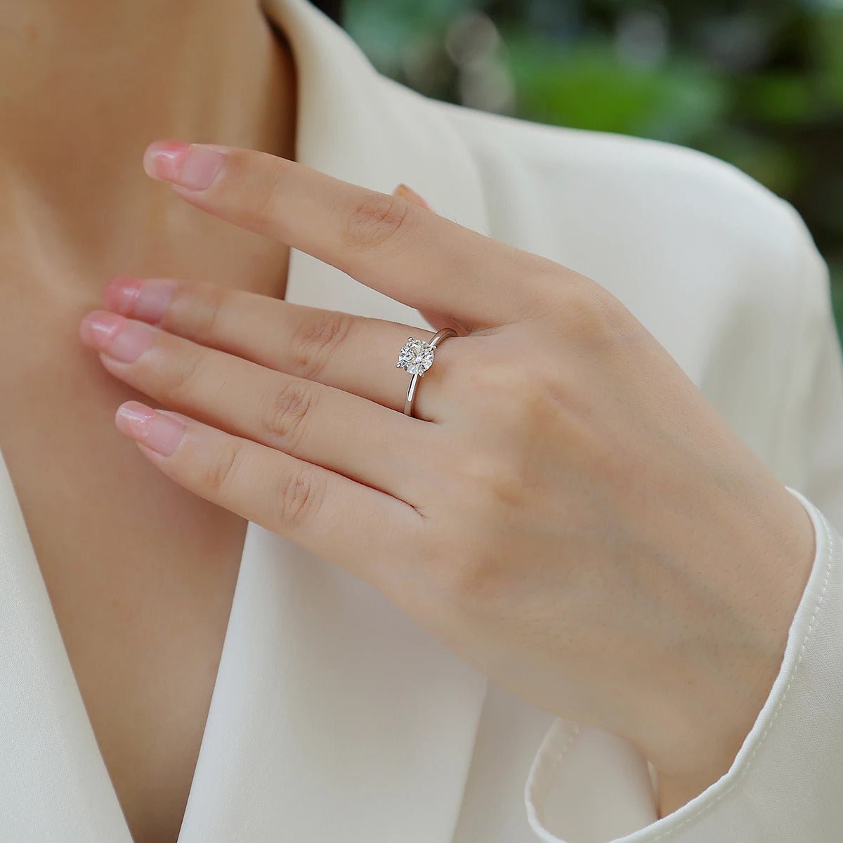 Charmsolo 1/2/3Ct Moissanite Ring | S925 Silver 18K Gold Plated | VVS1 D Color Four-Prong Solitaire | R12939
