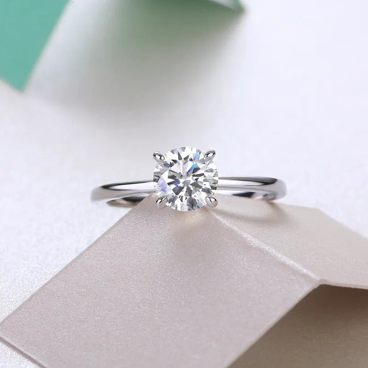 Charmsolo 1/2/3Ct Moissanite Ring | S925 Silver 18K Gold Plated | VVS1 D Color Four-Prong Solitaire | R12939