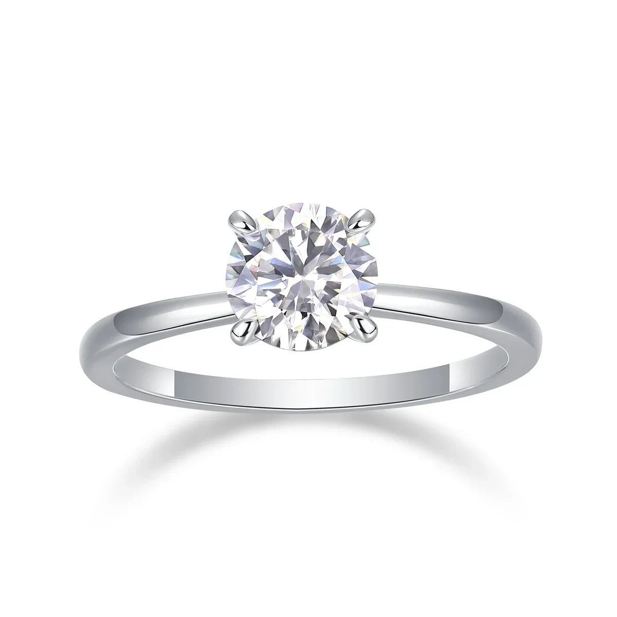 Charmsolo 1/2/3Ct Moissanite Ring | S925 Silver 18K Gold Plated | VVS1 D Color Four-Prong Solitaire | R12939