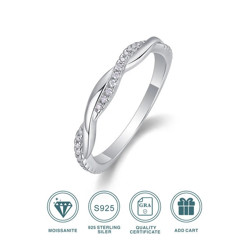 Charmsolo 1.5mm Moissanite Eternity Band | S925 Silver Full Eternity Ring | VVS1 D Color | Fine Jewellery Gift