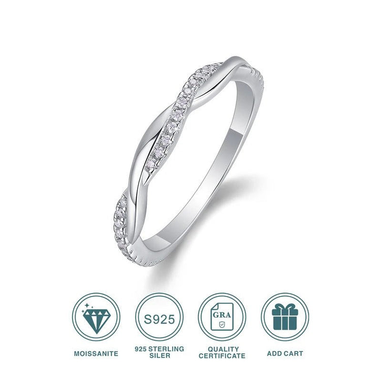 Charmsolo 1.5mm Moissanite Eternity Band | S925 Silver Full Eternity Ring | VVS1 D Color | Fine Jewellery Gift