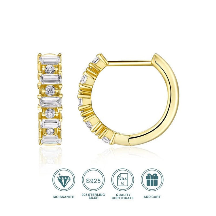 Charmsolo Moissanite Hoop Earrings 18K Gold Plated S925 Silver VVS1 D Color GRA Cert