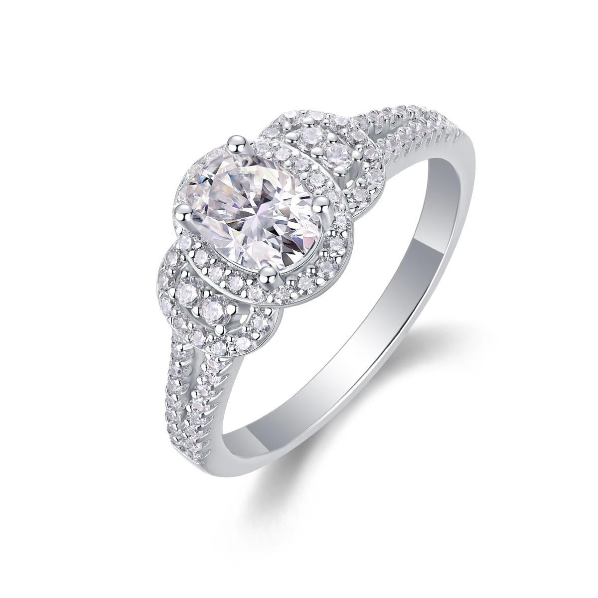 Charmsolo 1Ct Cushion Moissanite Halo Engagement Ring | S925 Silver 18K White Gold Plated | VVS1 D Color GRA Certified | R13360