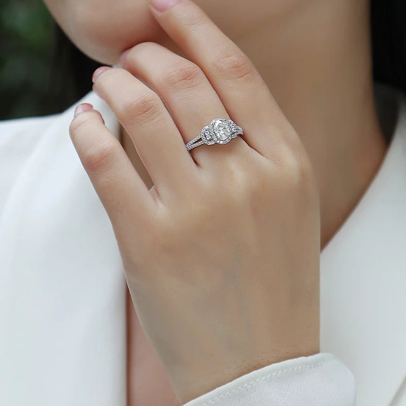 Charmsolo 1Ct Cushion Moissanite Halo Engagement Ring | S925 Silver 18K White Gold Plated | VVS1 D Color GRA Certified | R13360