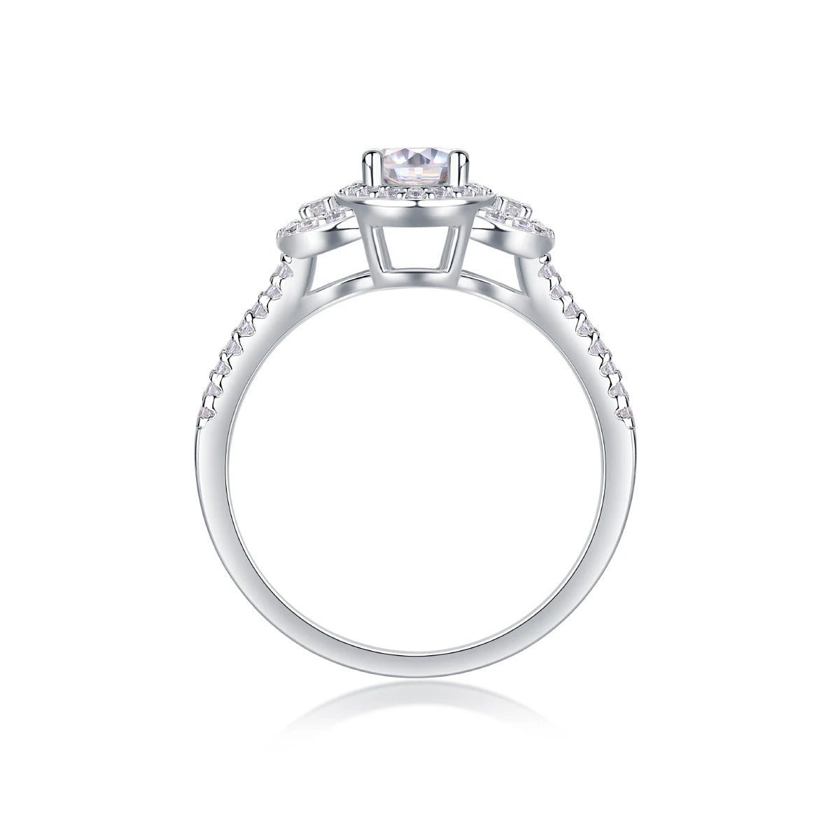Charmsolo 1Ct Cushion Moissanite Halo Engagement Ring | S925 Silver 18K White Gold Plated | VVS1 D Color GRA Certified | R13360