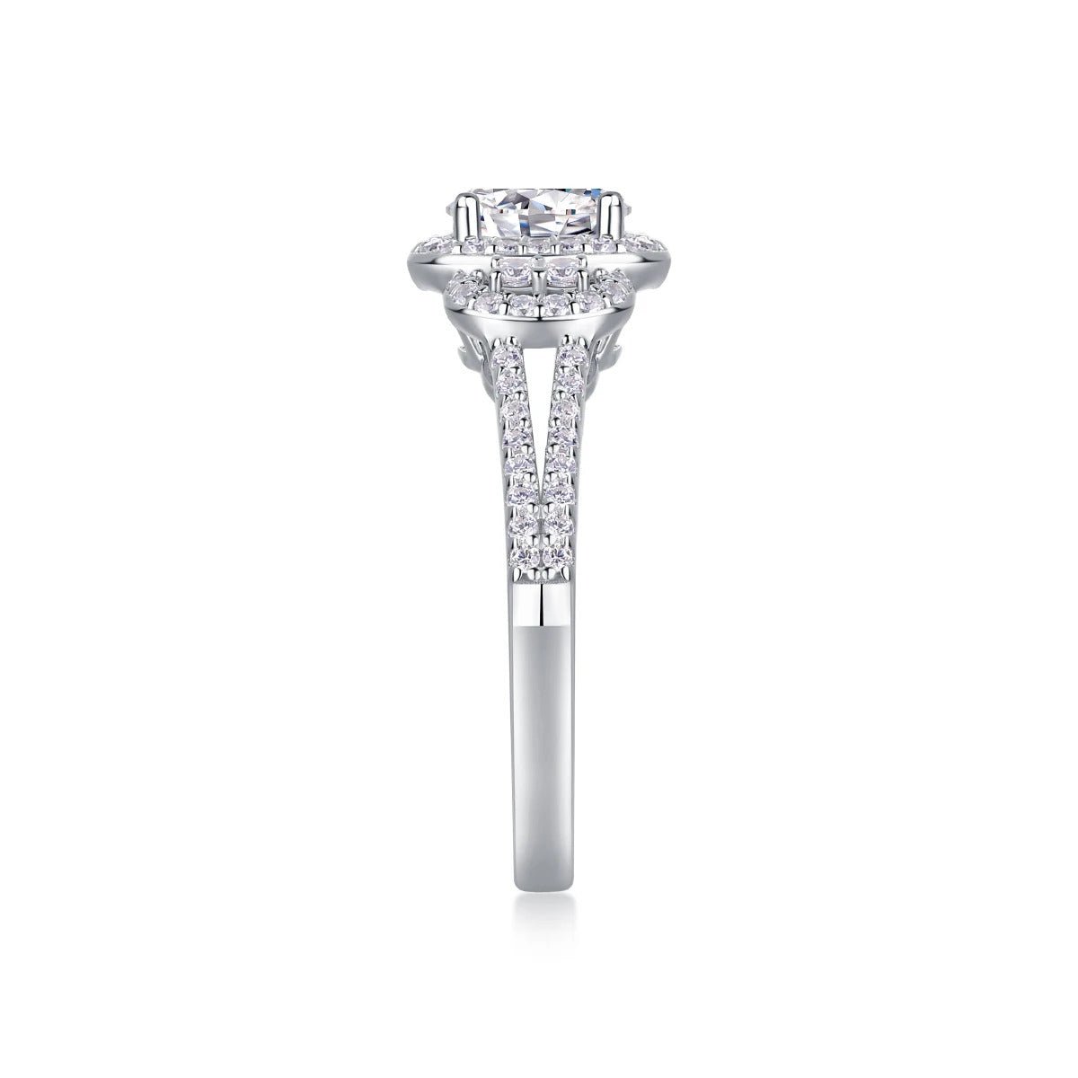 Charmsolo 1Ct Cushion Moissanite Halo Engagement Ring | S925 Silver 18K White Gold Plated | VVS1 D Color GRA Certified | R13360
