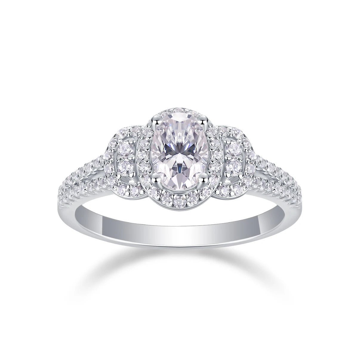 Charmsolo 1Ct Cushion Moissanite Halo Engagement Ring | S925 Silver 18K White Gold Plated | VVS1 D Color GRA Certified | R13360