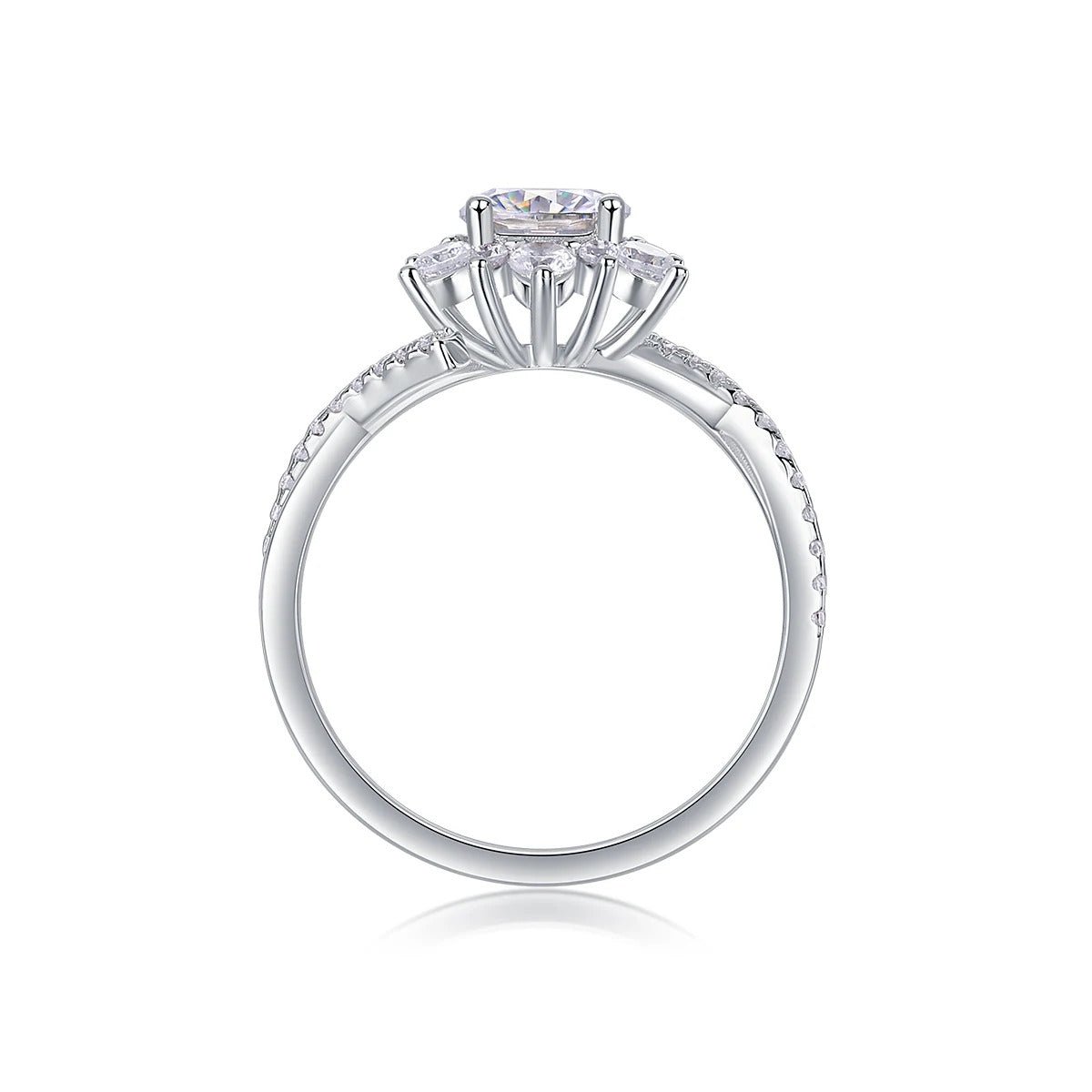 Charmsolo 1Ct Moissanite Crown Sunflower Ring | S925 Silver 18K Gold Plated | VVS1 D Color Petal Design GRA Certified | R12991