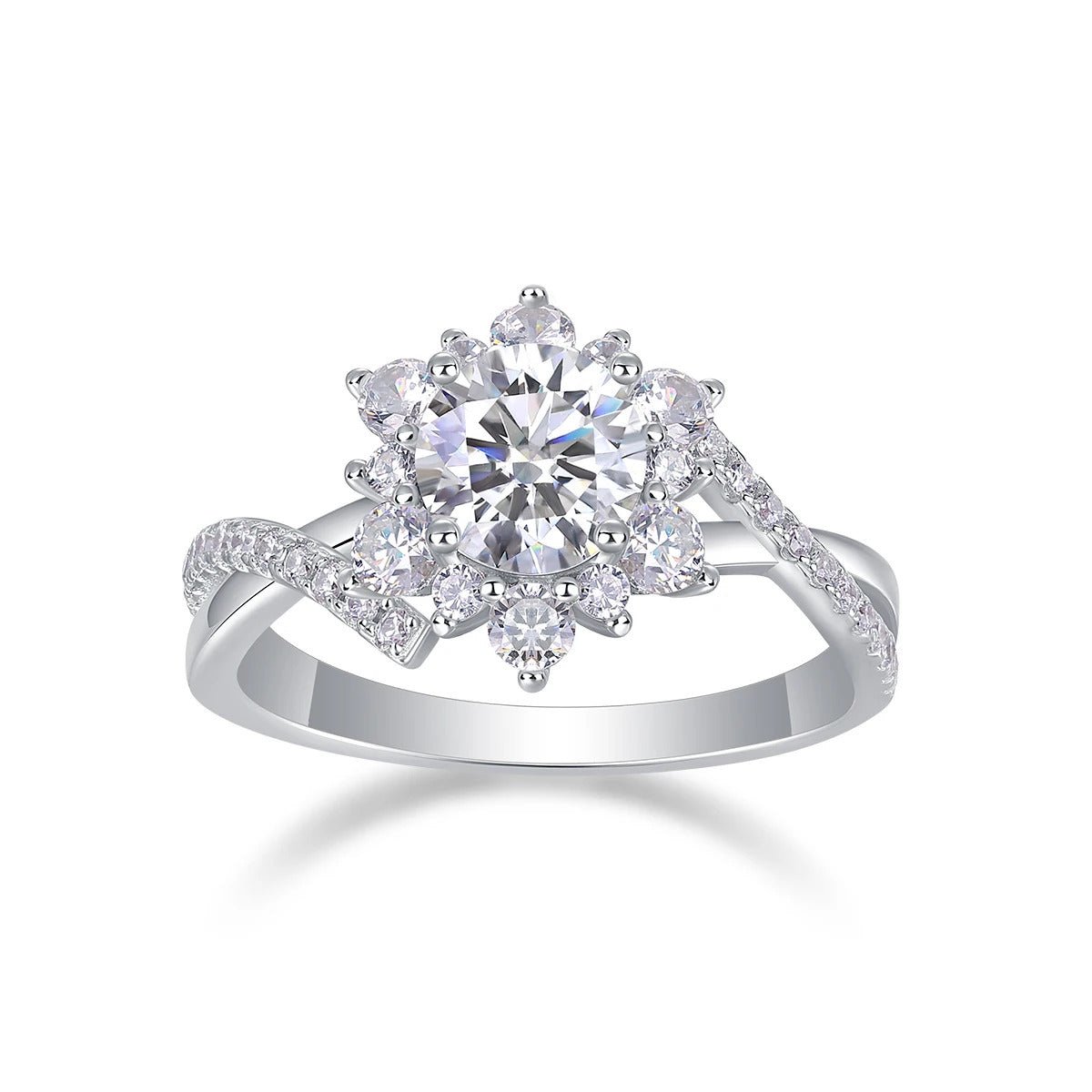 Charmsolo 1Ct Moissanite Crown Sunflower Ring | S925 Silver 18K Gold Plated | VVS1 D Color Petal Design GRA Certified | R12991