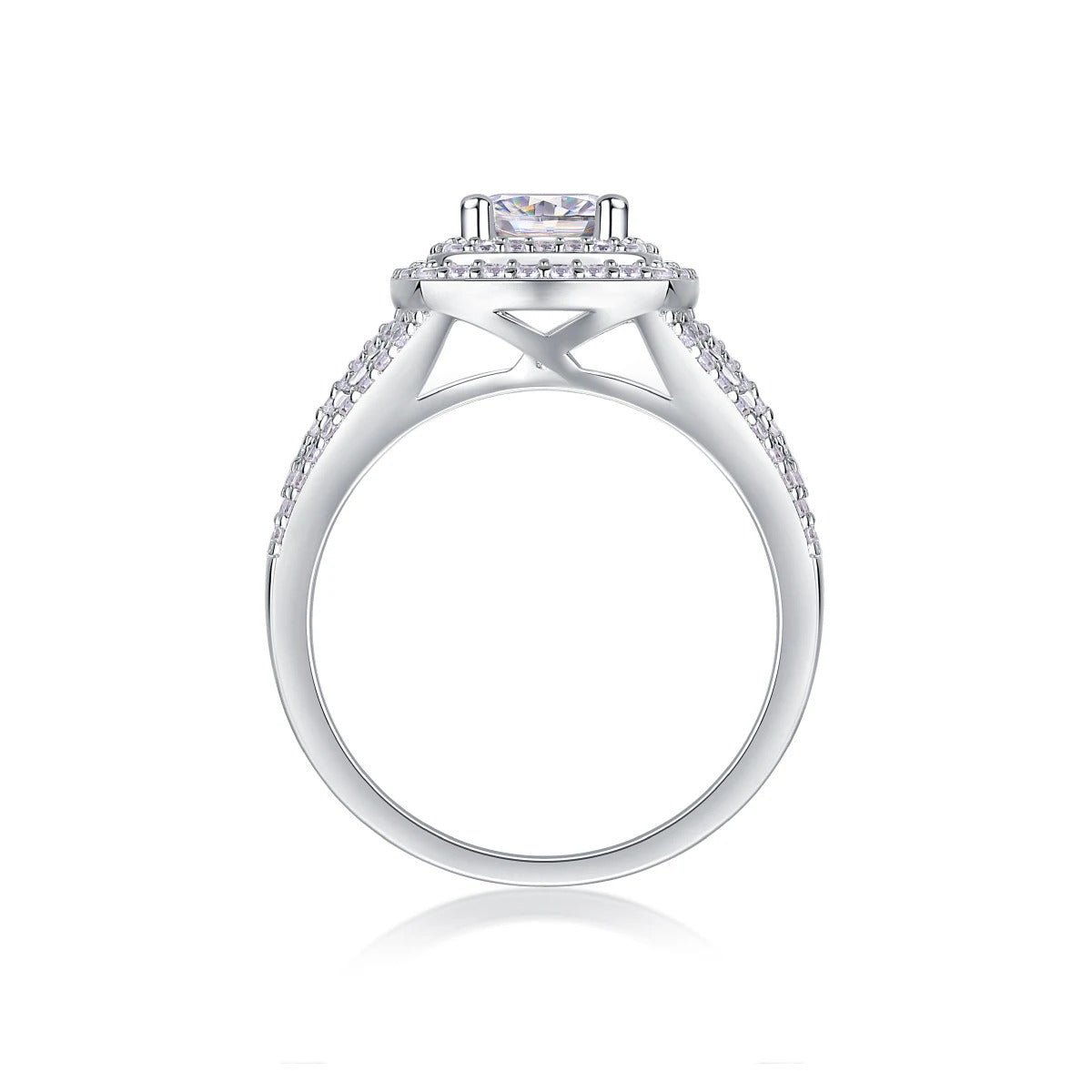 Charmsolo 1Ct Moissanite Halo Bridal Ring | S925 Silver 18K White Gold Plated | VVS1 D Color 125-Stone Intricate Design | R13378