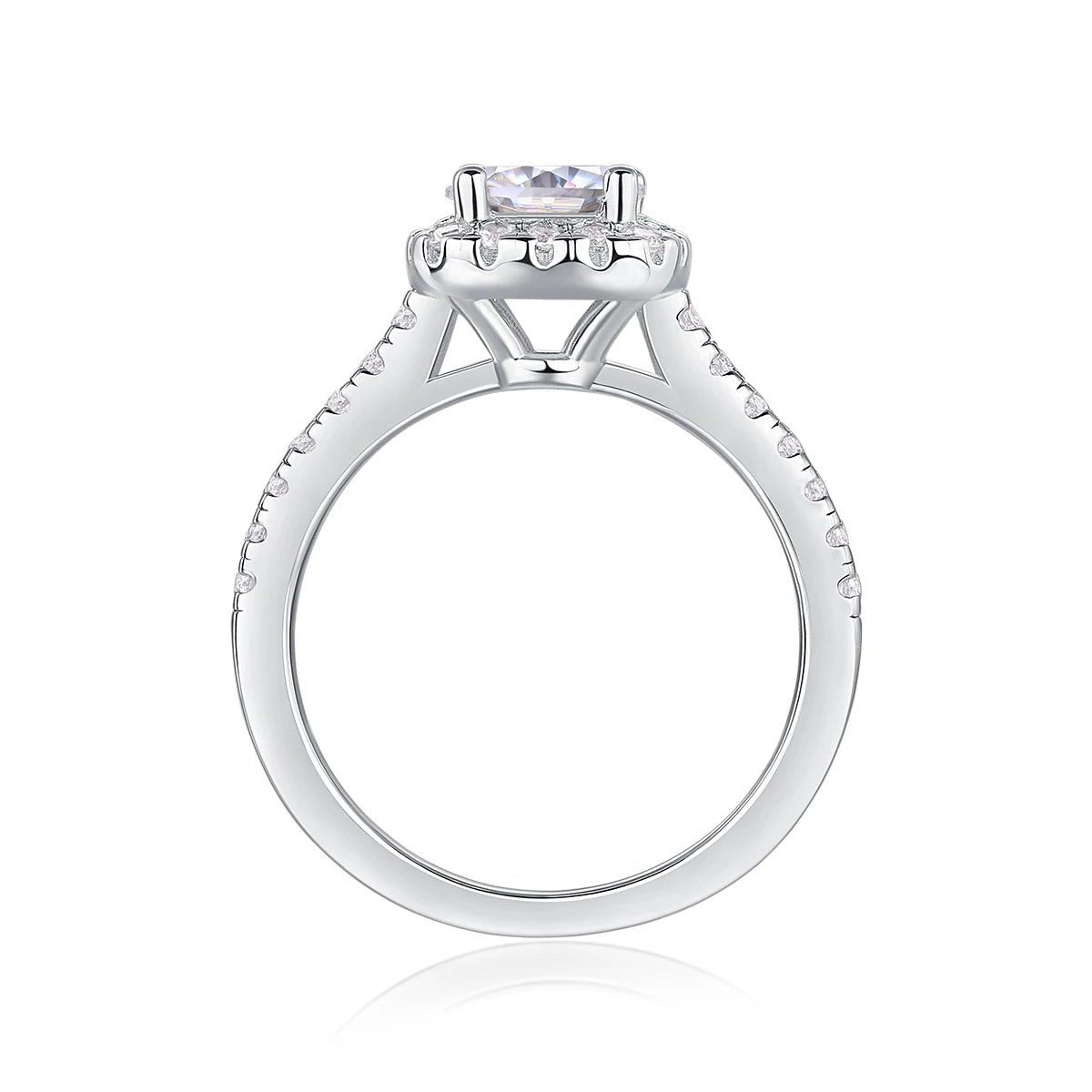 Charmsolo 1Ct Moissanite Halo Engagement Ring | S925 Silver 18K White Gold Plated | VVS1 D Color GRA Certified | R13151