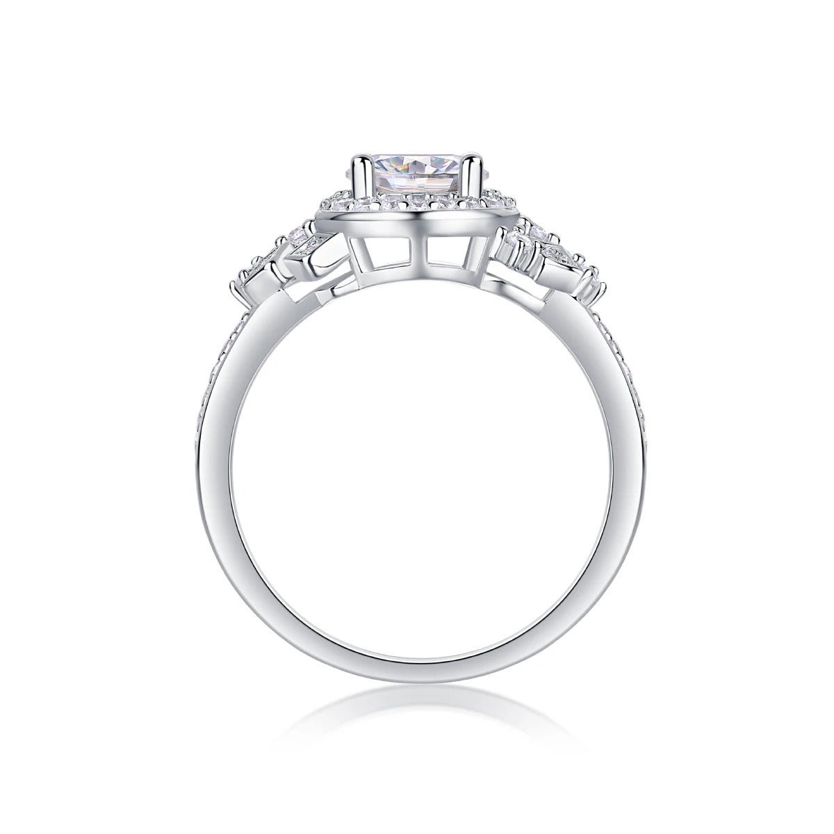 Charmsolo 1Ct Moissanite Halo Ring | S925 Silver 18K White Gold Plated | VVS1 D Color Geometric Vintage | R13327