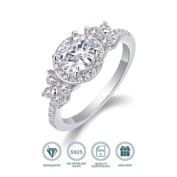 Charmsolo 1ct Moissanite Pavé Ring – 925 Sterling Silver 18K Gold Plated