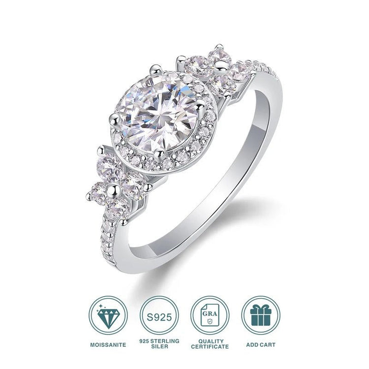 Charmsolo 1ct Moissanite Pavé Ring – 925 Sterling Silver 18K Gold Plated