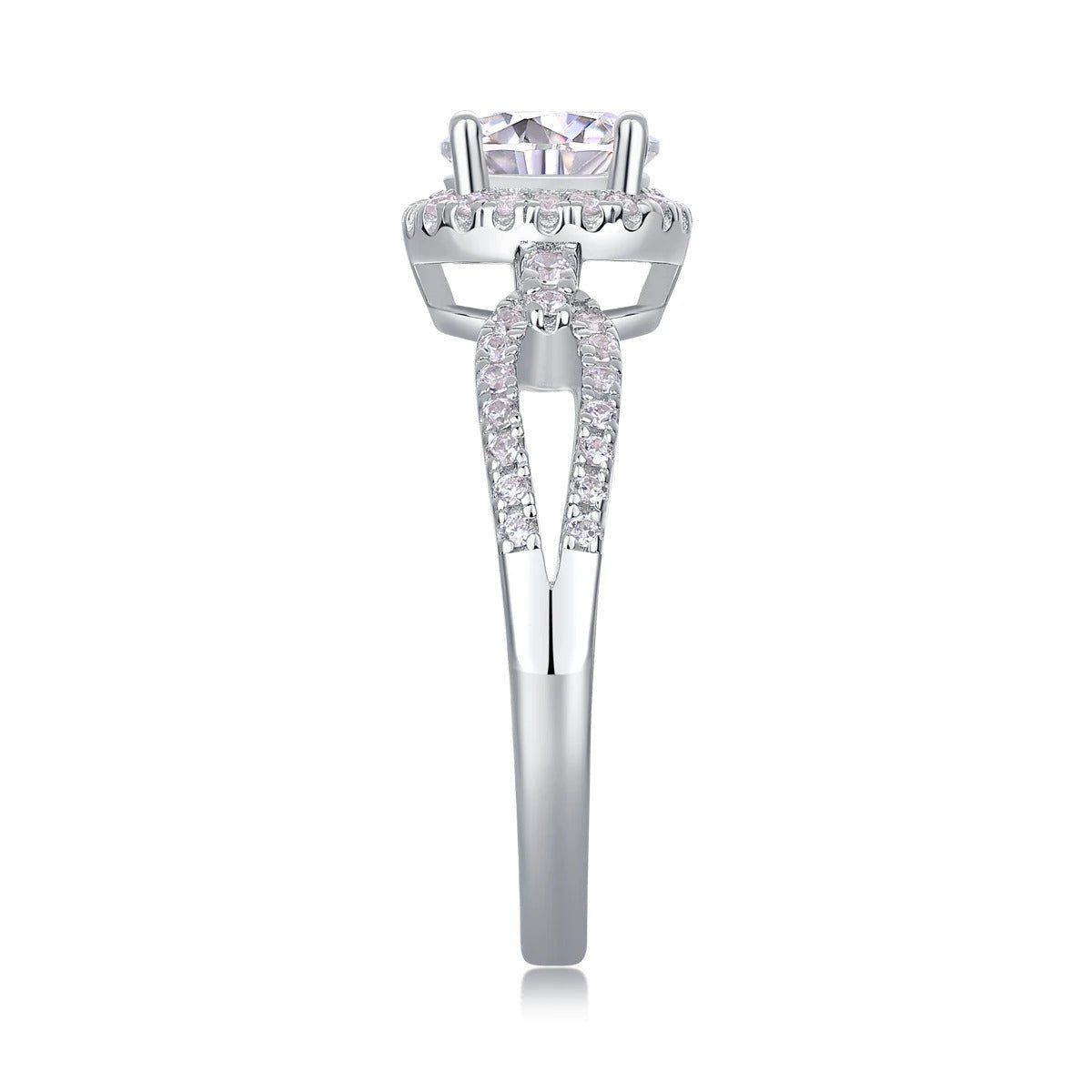 Charmsolo 1Ct Moissanite Zircon Halo Ring | S925 Silver 18K White Gold Plated | VVS1 D Color GRA Certified | R13049