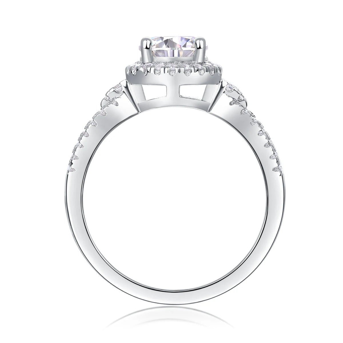 Charmsolo 1Ct Moissanite Zircon Halo Ring | S925 Silver 18K White Gold Plated | VVS1 D Color GRA Certified | R13049
