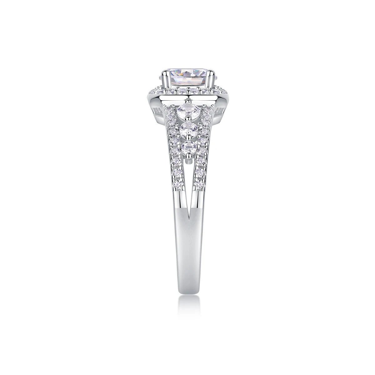 Charmsolo 1ct VVS1 Moissanite Prong Setting 925 Sterling Silver Geometric Ring for Women | R13361
