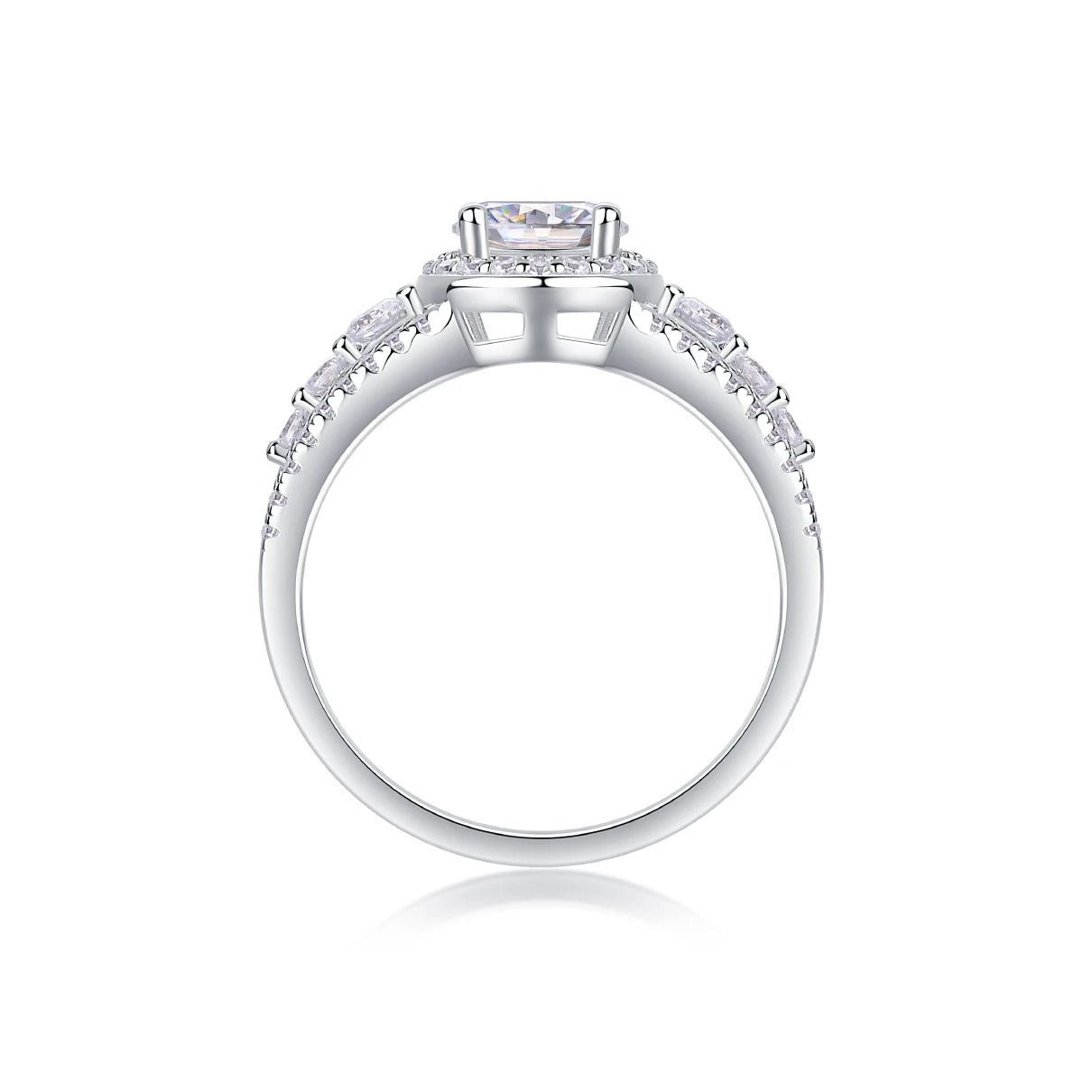 Charmsolo 1ct VVS1 Moissanite Prong Setting 925 Sterling Silver Geometric Ring for Women | R13361