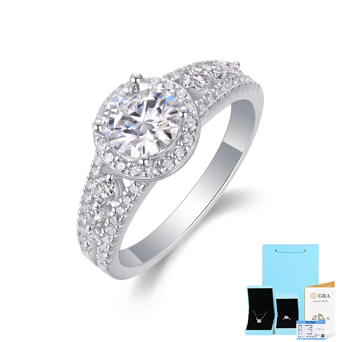 Charmsolo 1ct VVS1 Moissanite Prong Setting 925 Sterling Silver Geometric Ring for Women | R13361