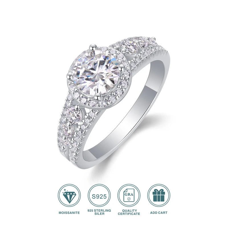 Charmsolo 1ct VVS1 Moissanite Prong Setting 925 Sterling Silver Geometric Ring for Women | R13361