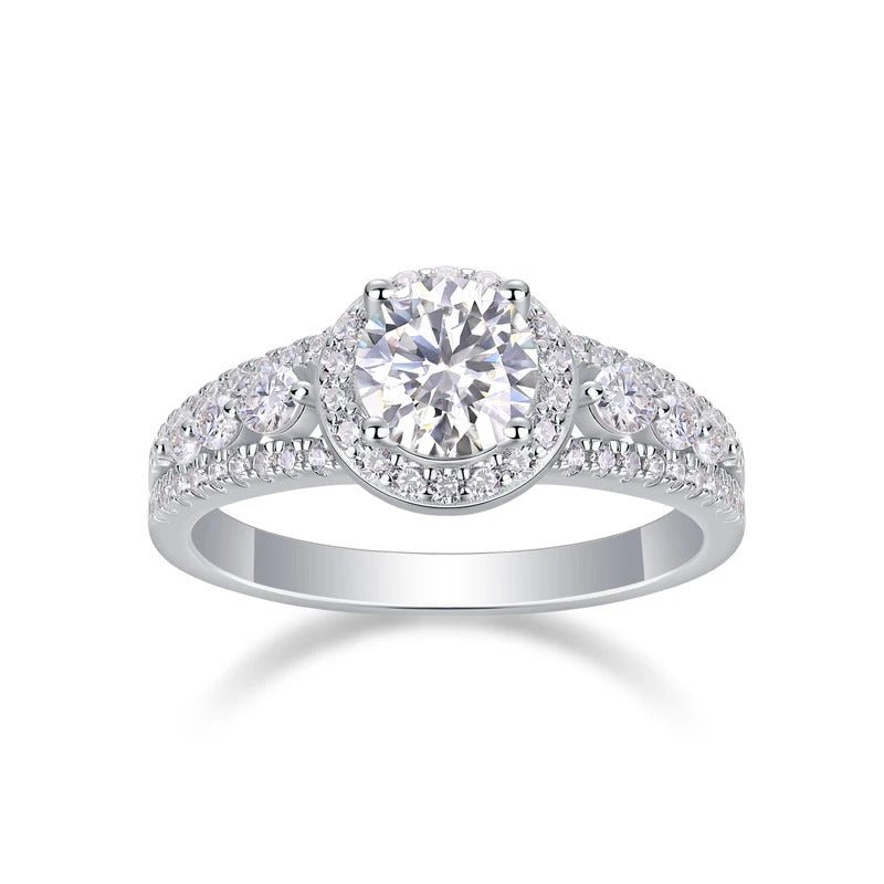 Charmsolo 1ct VVS1 Moissanite Prong Setting 925 Sterling Silver Geometric Ring for Women | R13361