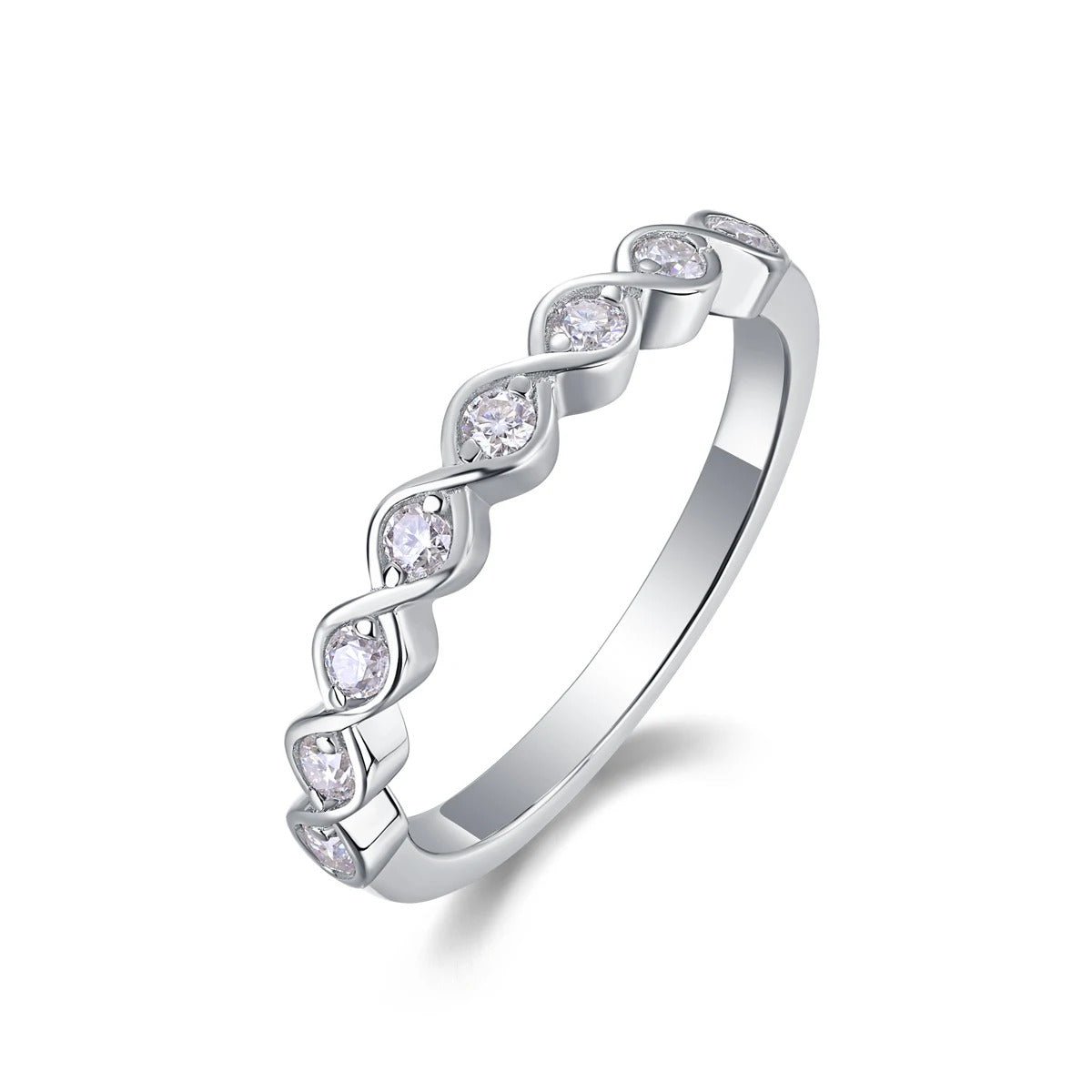 Charmsolo 2 Carat Moissanite Eternity Ring | 180° Horse Eye Setting | S925 Silver | Wedding Anniversary Gift