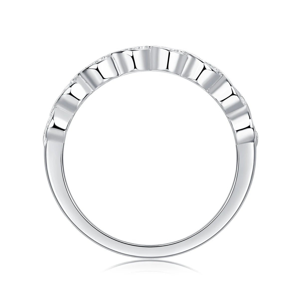 Charmsolo 2 Carat Moissanite Eternity Ring | 180° Horse Eye Setting | S925 Silver | Wedding Anniversary Gift