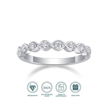 Charmsolo 2 Carat Moissanite Eternity Ring | 180° Horse Eye Setting | S925 Silver | Wedding Anniversary Gift