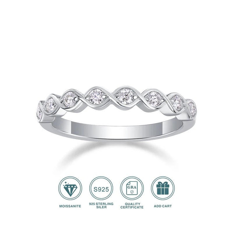 Charmsolo 2 Carat Moissanite Eternity Ring | 180° Horse Eye Setting | S925 Silver | Wedding Anniversary Gift