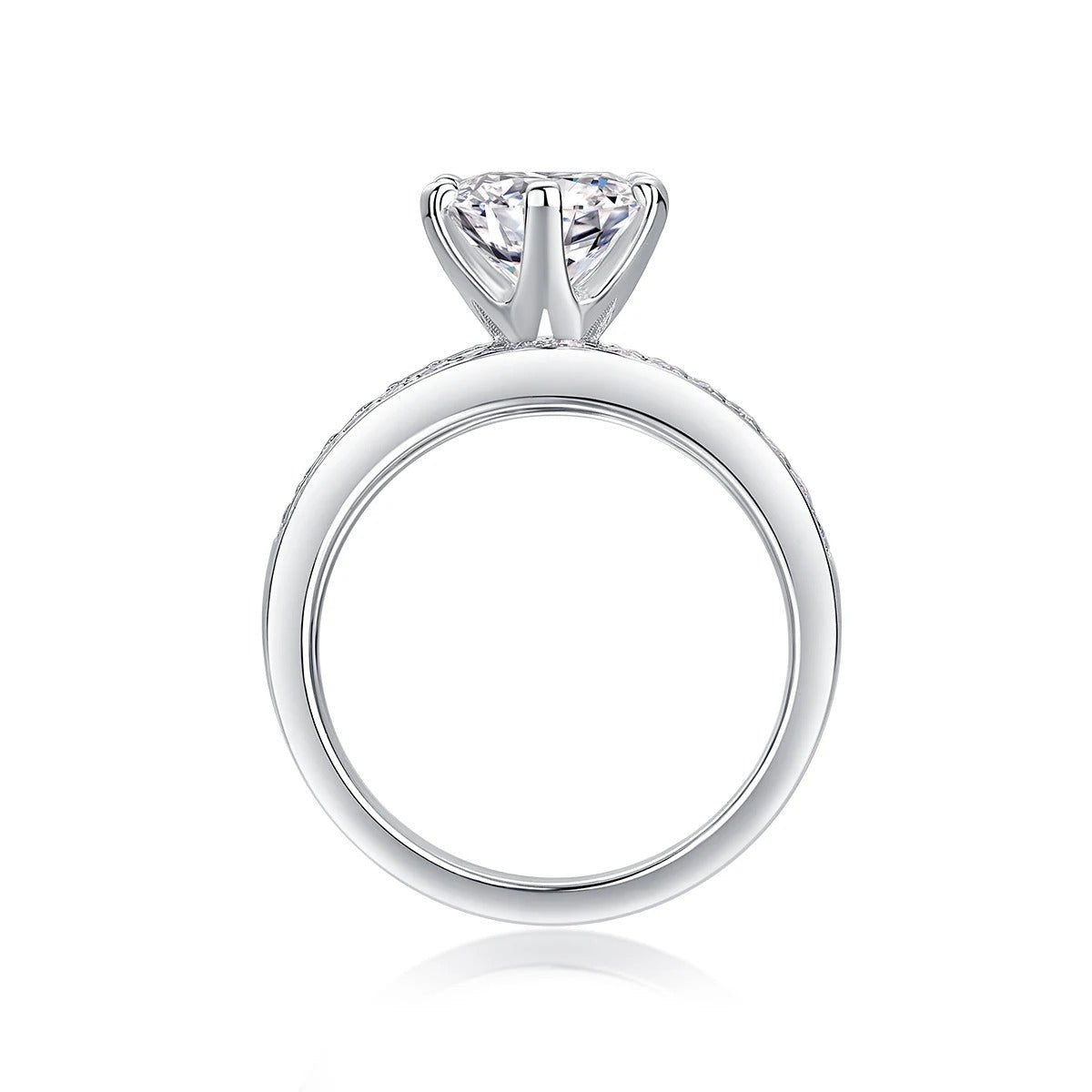 Charmsolo 2Ct Moissanite 3-Piece Bridal Ring Set | S925 Silver 18K White Gold | VVS1 D Color 8mm Tassel Pavé Stacking Wedding | R13096