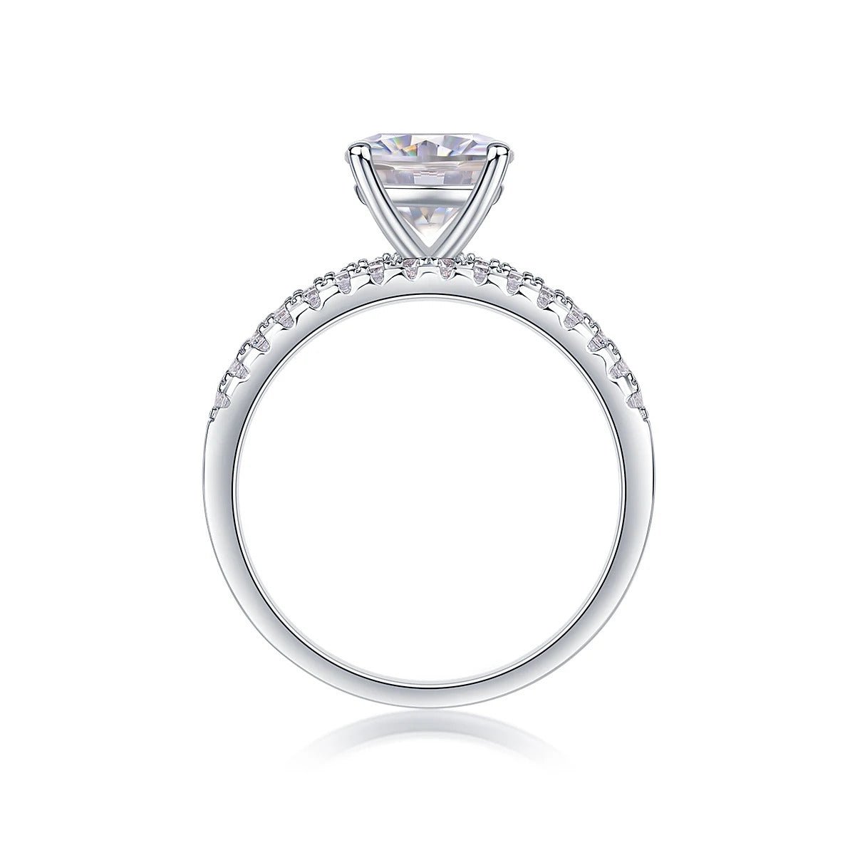 Charmsolo 2Ct Moissanite 3-Piece Ring Set | S925 Silver 18K Plated | VVS1 D Color 8mm Round Cut Eternity Wedding Band | R13772