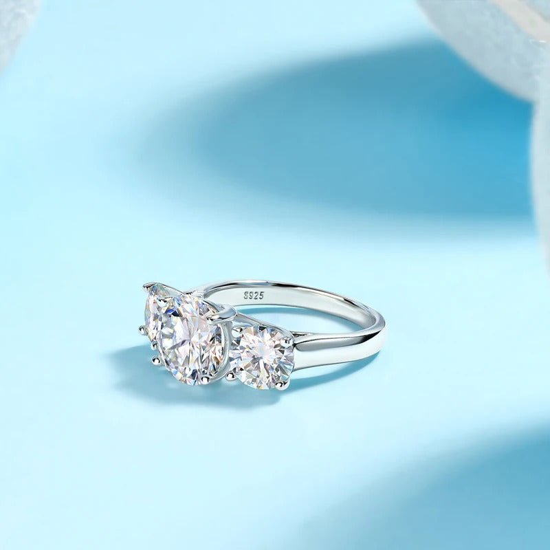 Charmsolo 3CT Moissanite Ring | 925 Sterling Silver | VVS1 D Color | Prong Setting