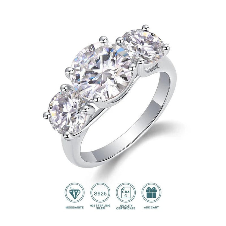 Charmsolo 3CT Moissanite Ring | 925 Sterling Silver | VVS1 D Color | Prong Setting